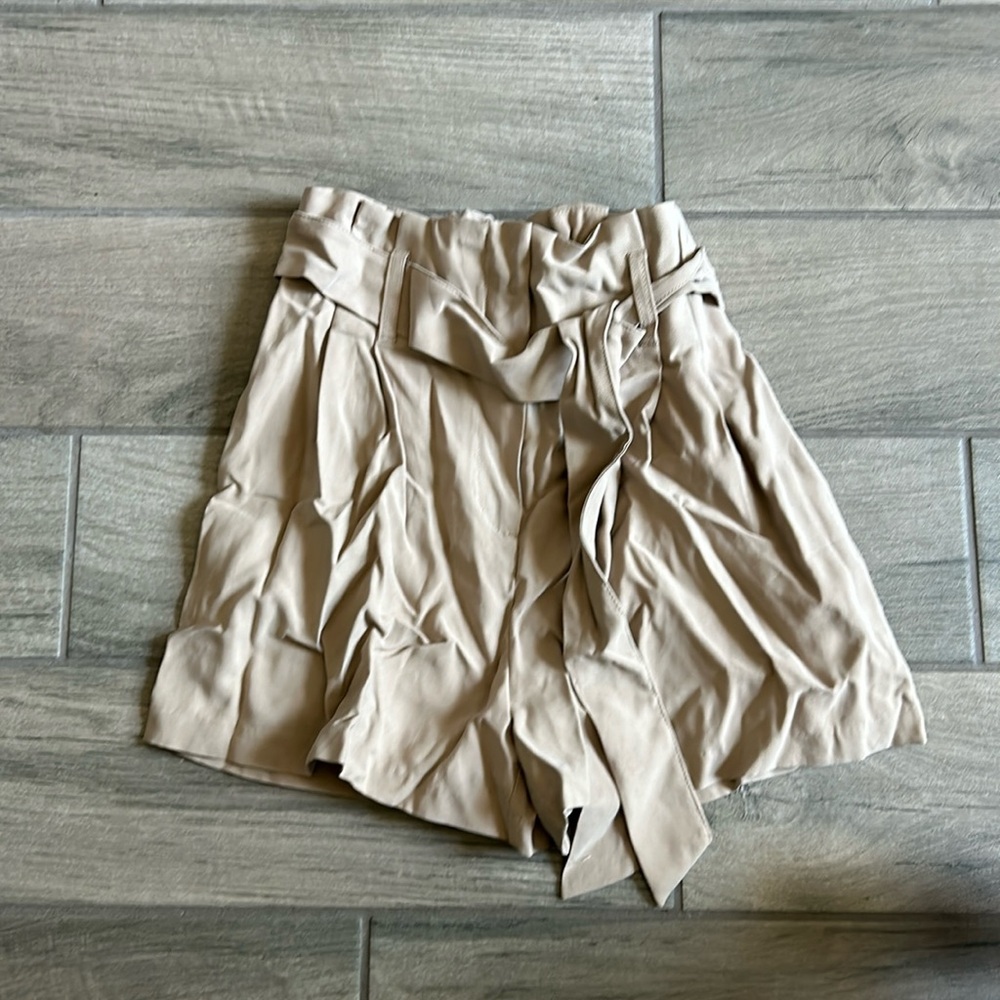 Dynamite almond tan milanda paper bag waist shorts